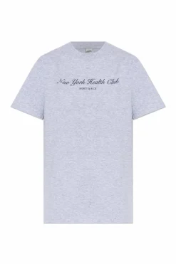 Sporty & Rich SZARY T-shirt z logo