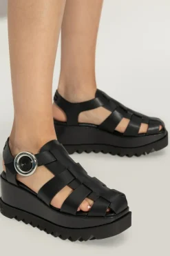 Stella McCartney CZARNY Sandały `Elyse` na koturnie