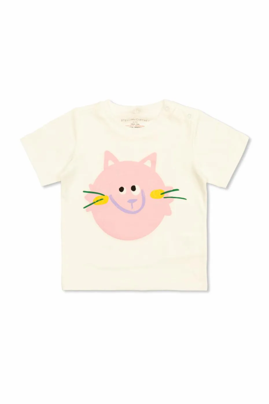 Stella McCartney Kids BIAŁY T-shirt z motywem kota
