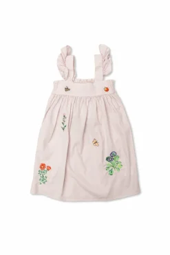Stella McCartney Kids FIOLETOWY Sukienka z kolorowym haftem