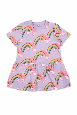 Stella McCartney Kids FIOLETOWY Sukienka z nadrukiem