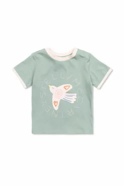 Stella McCartney Kids ZIELONY T-shirt z kolorowym nadrukiem