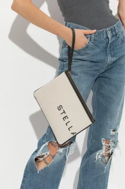 Stella McCartney kremowy Torba do ręki z nadrukowanym logo