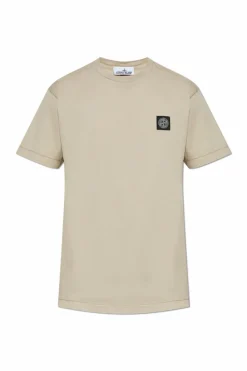 Stone Island beżowy T-shirt z logo