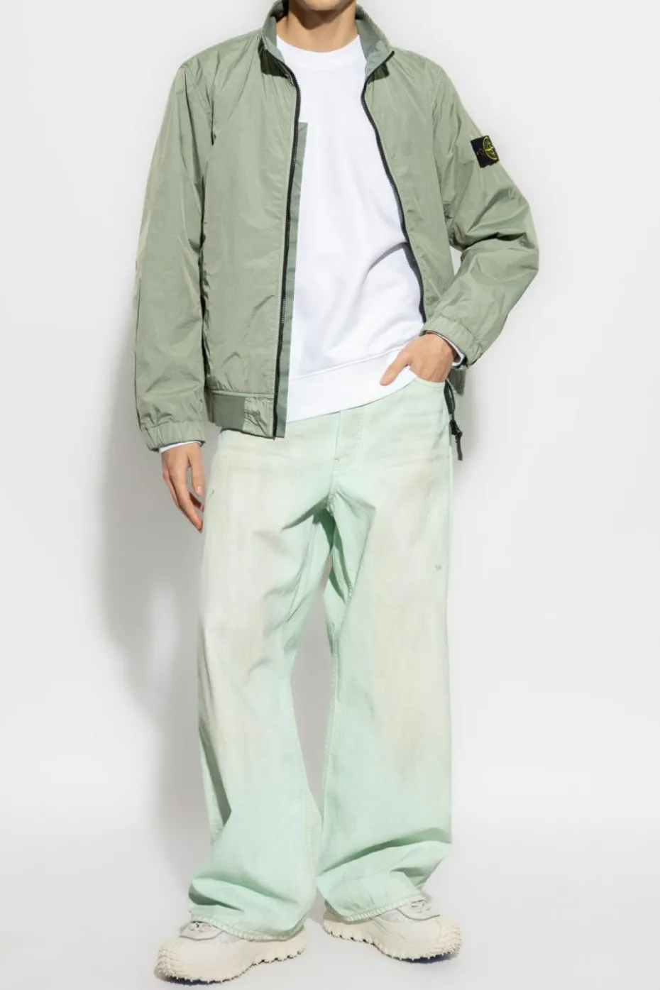 Stone Island BIAŁY Bluza z naszywką z logo