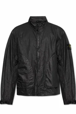 Stone Island CZARNY Kurtka `Organic-Look Nylon Panama-TC`