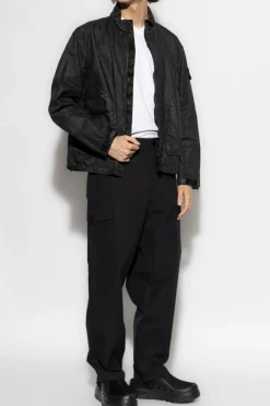 Stone Island CZARNY Kurtka `Organic-Look Nylon Panama-TC`