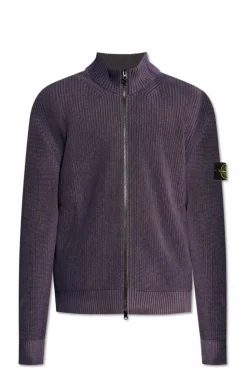 Stone Island FIOLETOWY Bawełniany kardigan