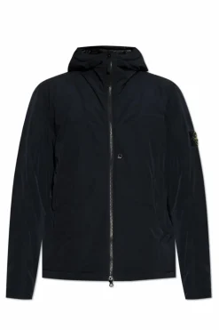 Stone Island GRANATOWY Kurtka ocieplana `Micro Twill`