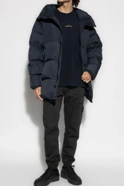 Stone Island GRANATOWY Kurtka puchowa "Garment Dyed`