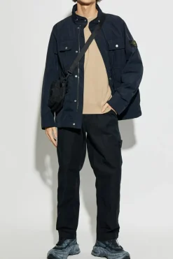 Stone Island GRANATOWY Kurtka `Micro Twill`