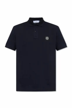 Stone Island GRANATOWY Polo z naszywką z logo