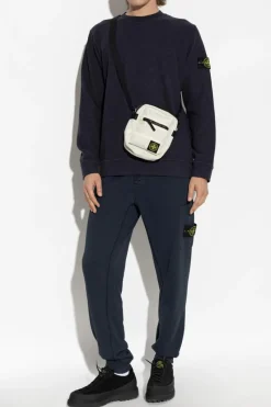 Stone Island GRANATOWY Spodnie dresowe z logo