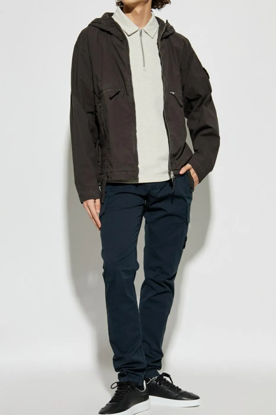 Stone Island GRANATOWY Spodnie z logo