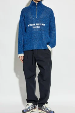 Stone Island GRANATOWY Spodnie kapsuła `Marina`
