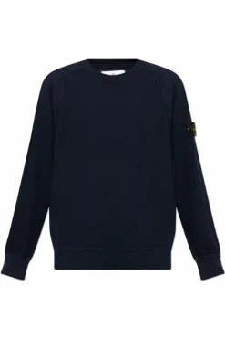Stone Island GRANATOWY Sweter z logo
