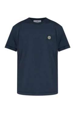 Stone Island GRANATOWY T-shirt z logo