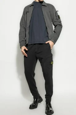 Stone Island GRANATOWY T-shirt z logo