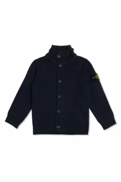 Stone Island Junior GRANATOWY Kardigan z naszywką z logo