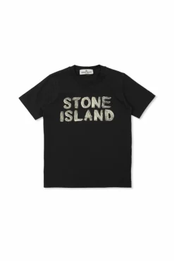 Stone Island Junior GRANATOWY T-shirt z logo