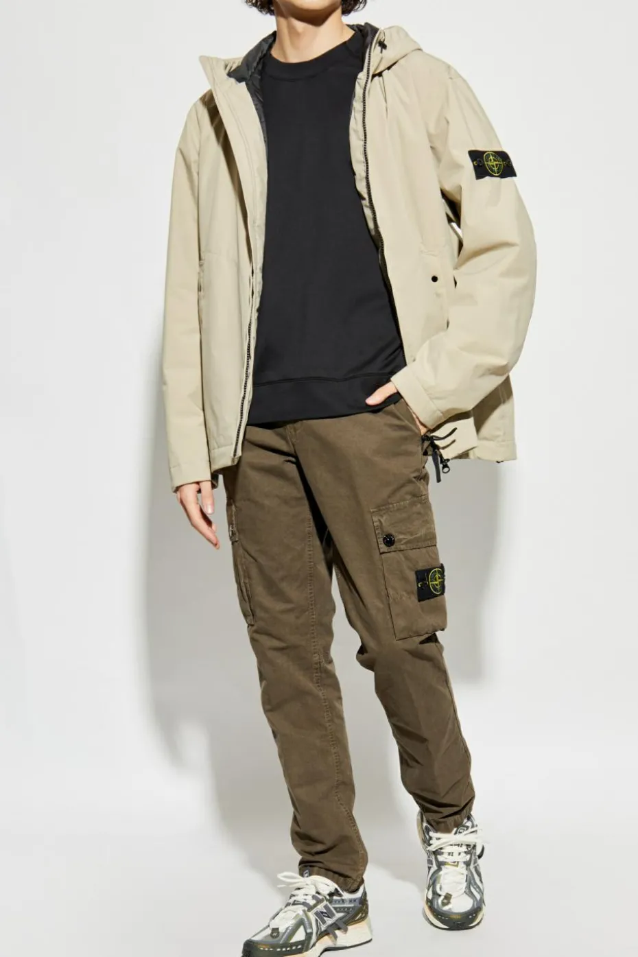 Stone Island kremowy Kurtka z kapturem
