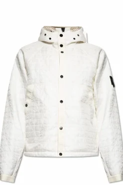 Stone Island kremowy Pikowana kurtka z odpinanym kapturem