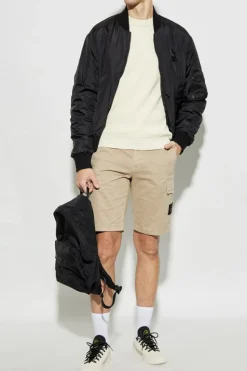 Stone Island kremowy Sweter z logo
