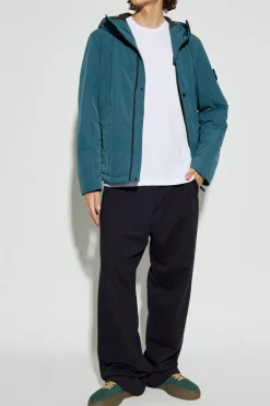 Stone Island NIEBIESKI Kurtka z kapturem `Micro Twill`