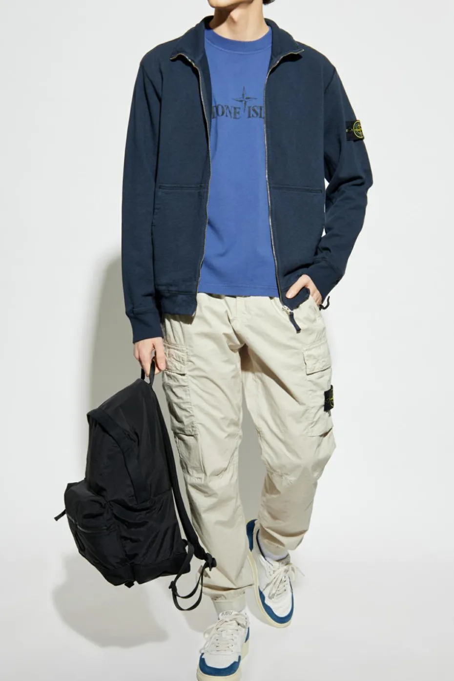 Stone Island NIEBIESKI T-shirt z logo