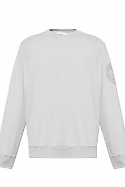 Stone Island SZARY Bluza z wyszytym logo na rękawie