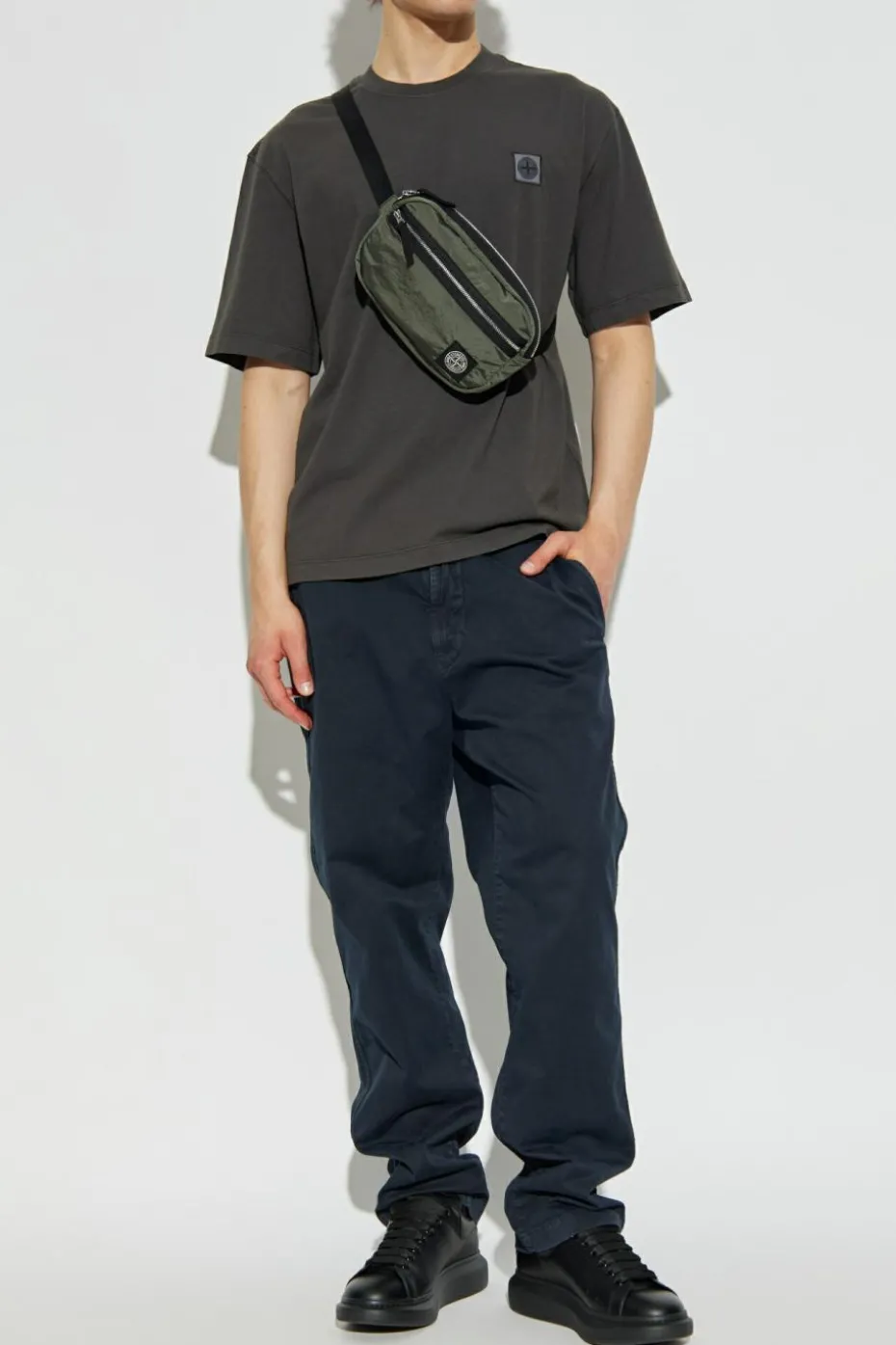 Stone Island SZARY T-shirt z logo