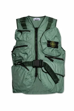 Stone Island ZIELONY Kamizelka z licznymi kieszeniami
