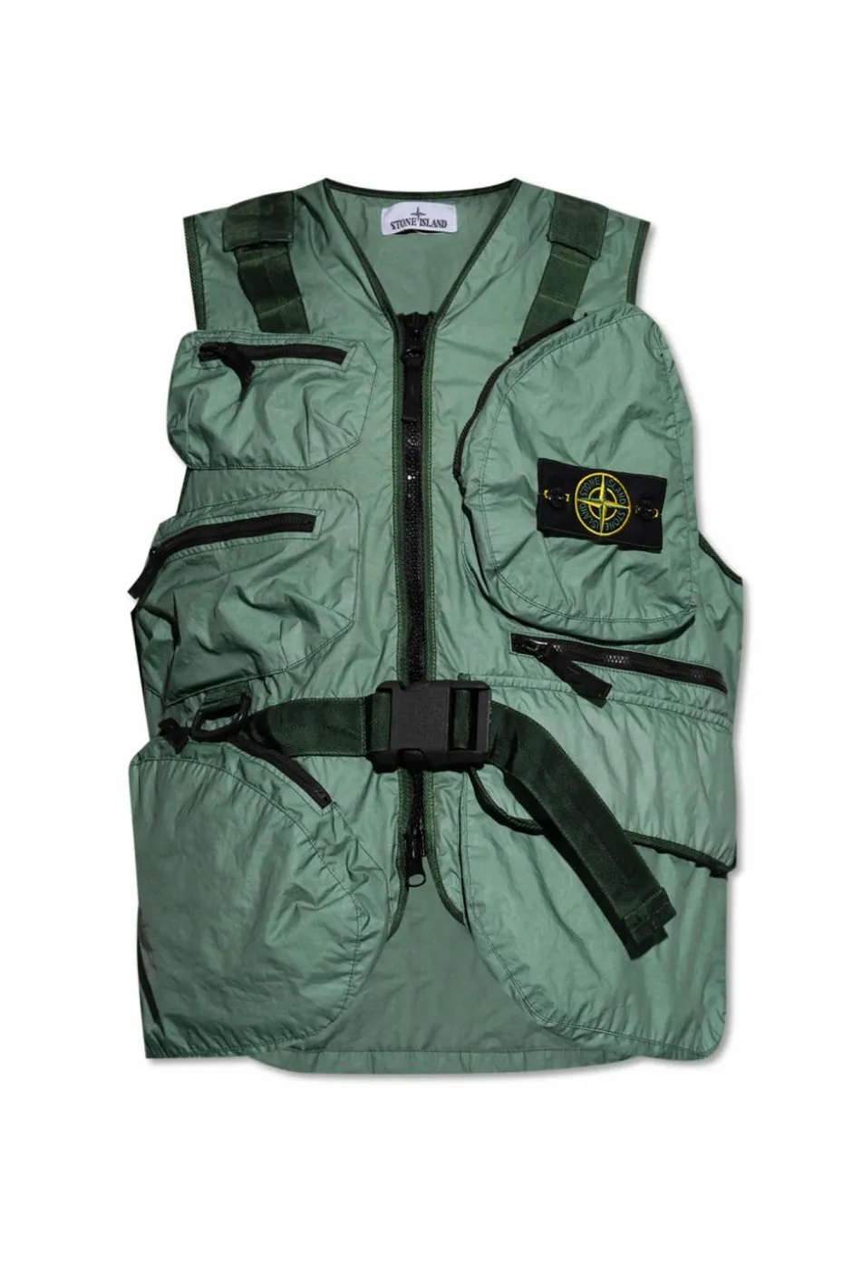 Stone Island ZIELONY Kamizelka z licznymi kieszeniami