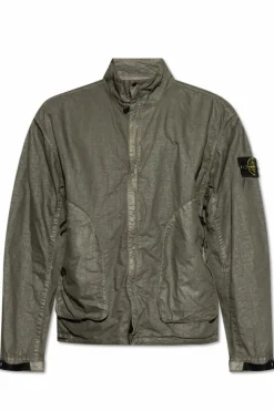 Stone Island ZIELONY Kurtka `Organic-Look Nylon Panama-TC`