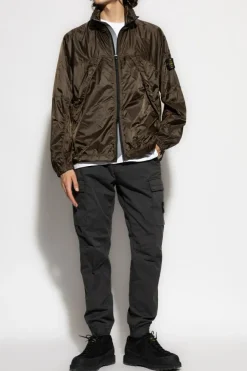 Stone Island ZIELONY Lekka kurtka z kapturem