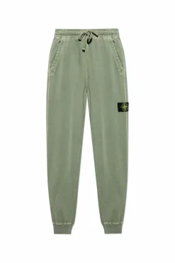 Stone Island ZIELONY Spodnie dresowe z odpinaną naszywką