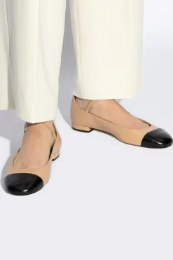 Stuart Weitzman beżowy Skórzane baleriny `Eden Strap`