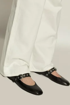 Stuart Weitzman CZARNY Baleriny `Mary Jane`