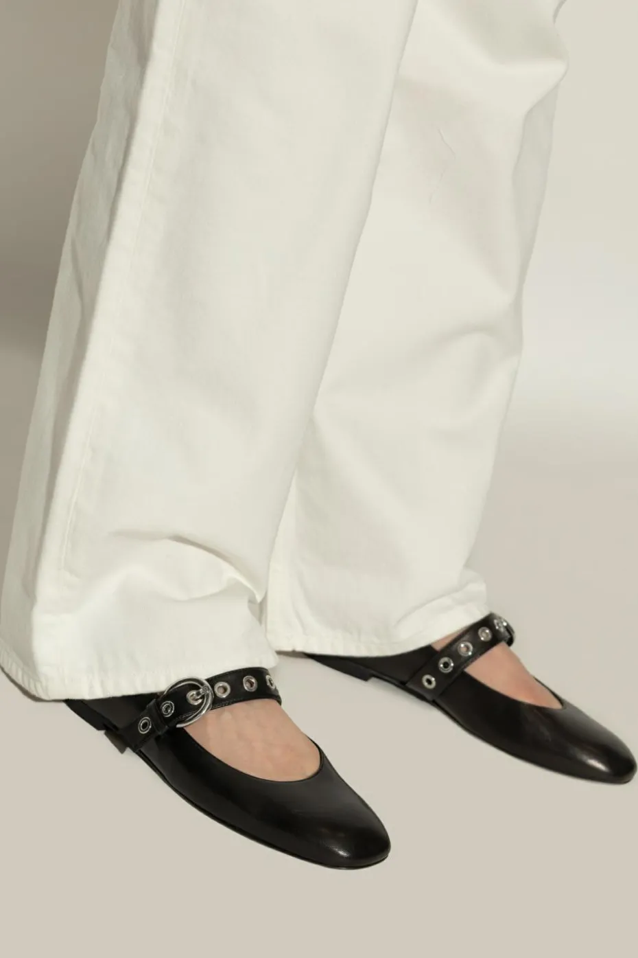 Stuart Weitzman CZARNY Baleriny `Mary Jane`