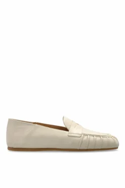 Stuart Weitzman kremowy Skórzane buty typu `loafers`