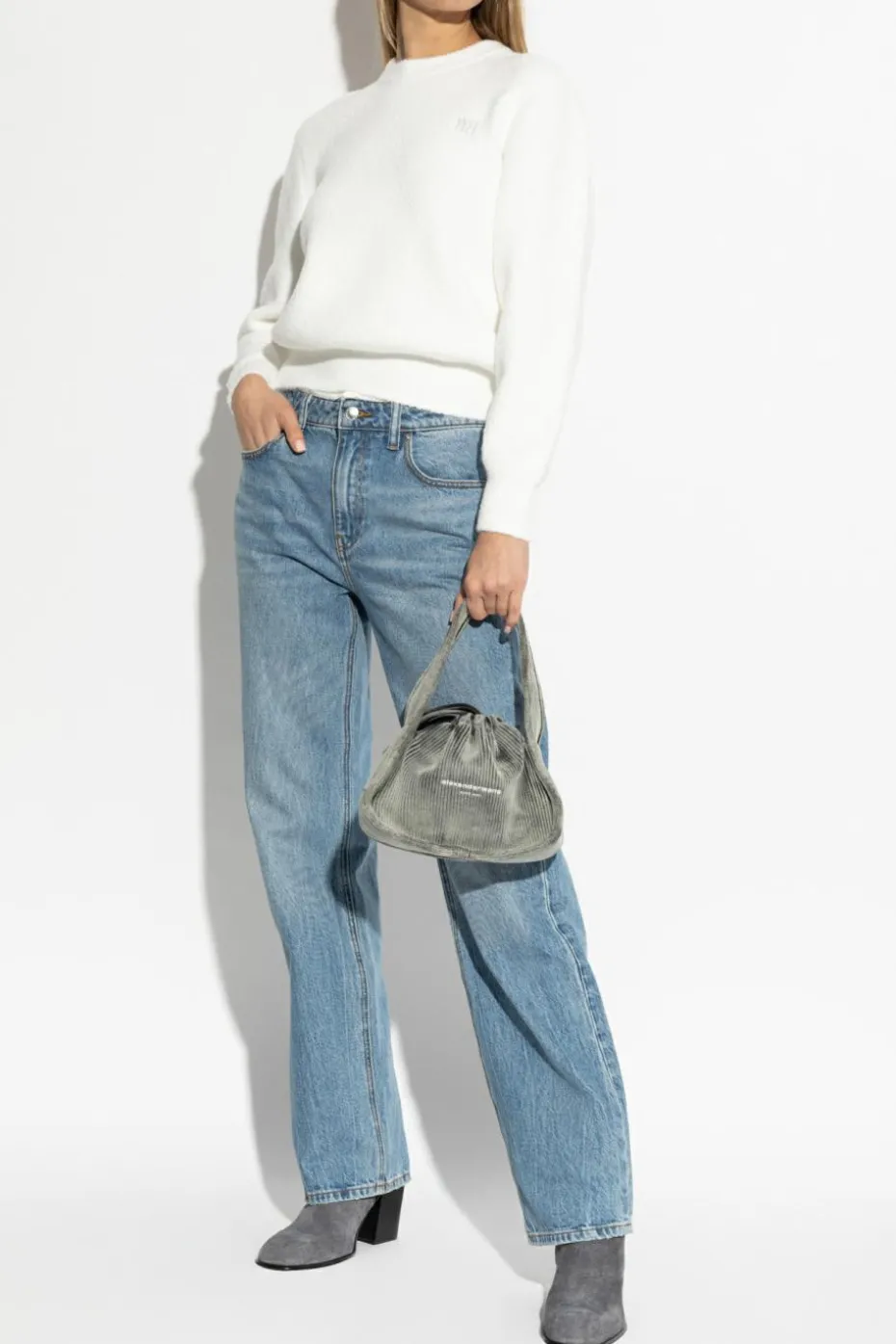 T by Alexander Wang BIAŁY Sweter z logo