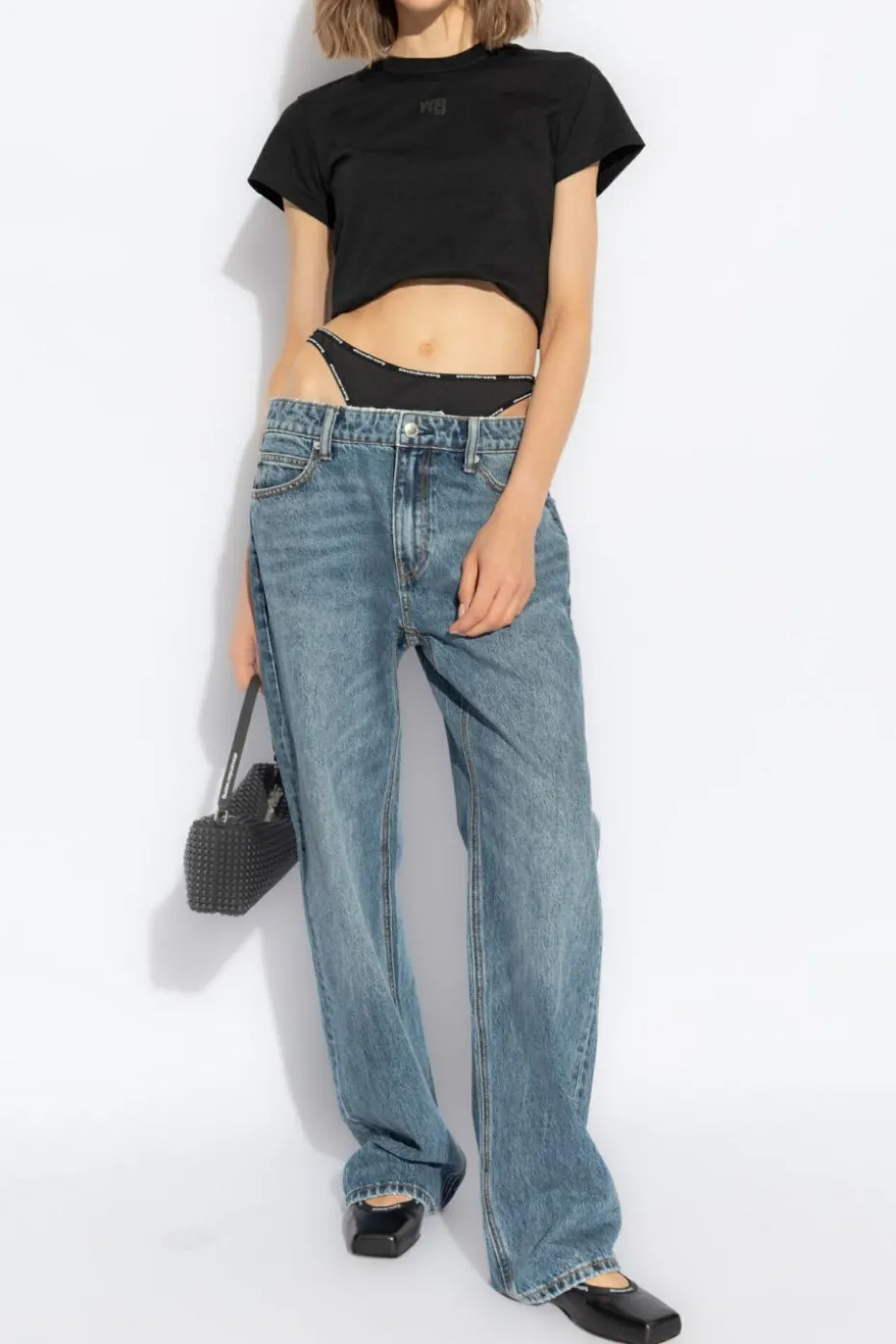 T by Alexander Wang CZARNY T-shirt z logo