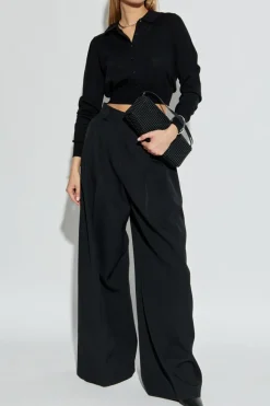 T by Alexander Wang CZARNY Wełniany kardigan z logo