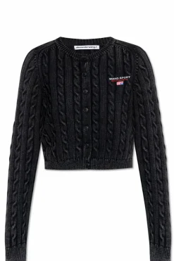 T by Alexander Wang CZARNY Kardigan o dekoracyjnym splocie