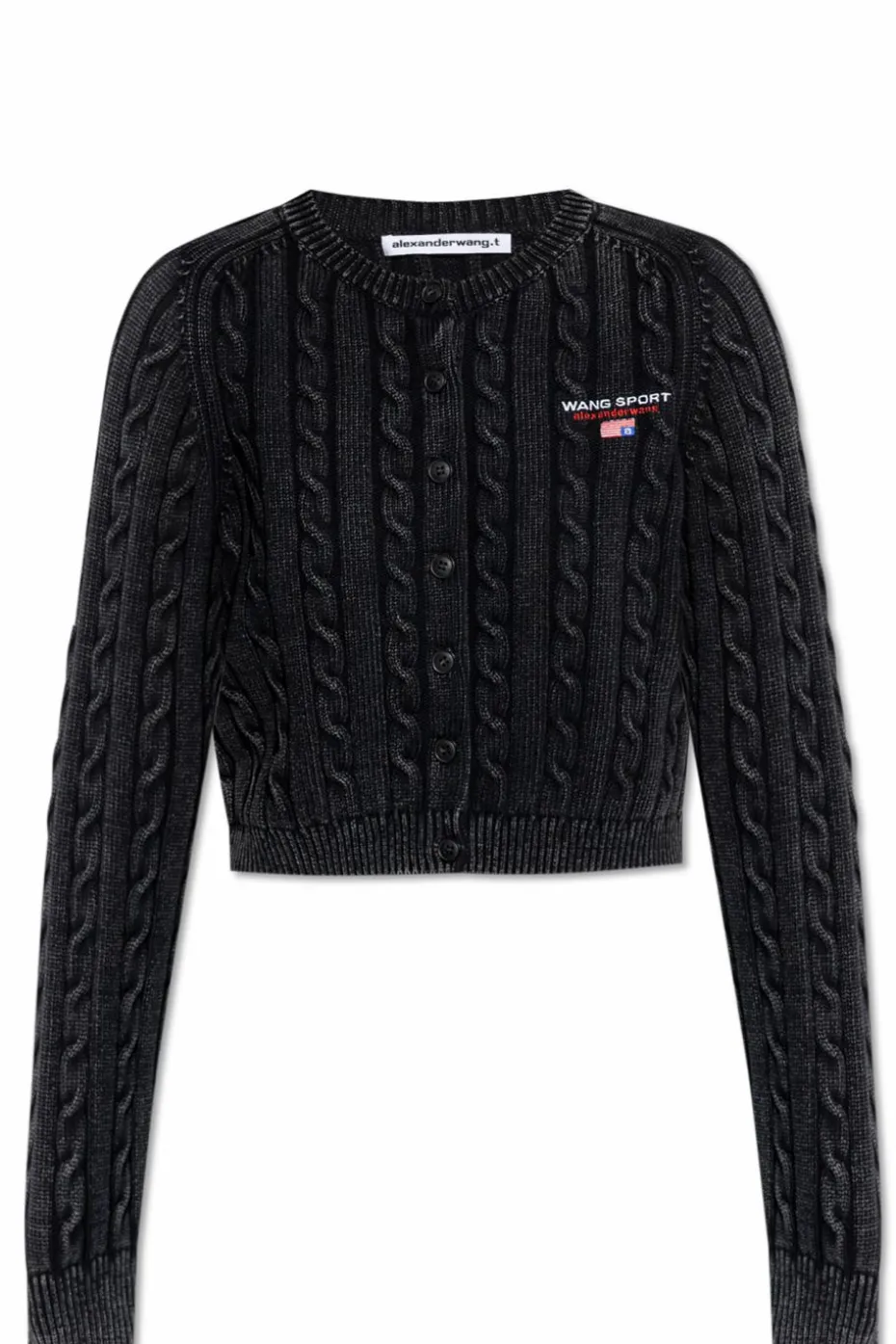 T by Alexander Wang CZARNY Kardigan o dekoracyjnym splocie