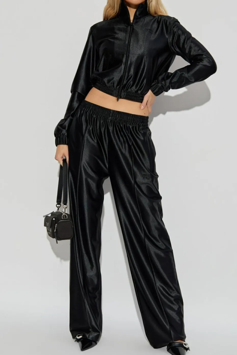 T by Alexander Wang CZARNY Bluza o połyskującym wykończeniu