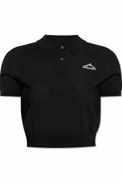 T by Alexander Wang CZARNY Polo z nadrukowanym logo