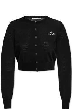 T by Alexander Wang CZARNY Kardigan z nadrukowanym logo