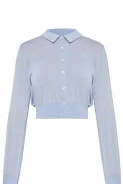 T by Alexander Wang jasnoniebieski Wełniany kardigan z logo