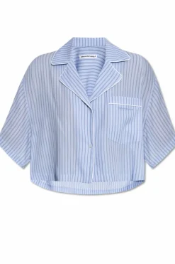 T by Alexander Wang NIEBIESKI Koszula o luźnym kroju ze wzorem w prążki
